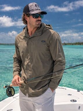 Orvis PRO Hooded Long Sleeve Button Up Shirt Men's M Olive Green